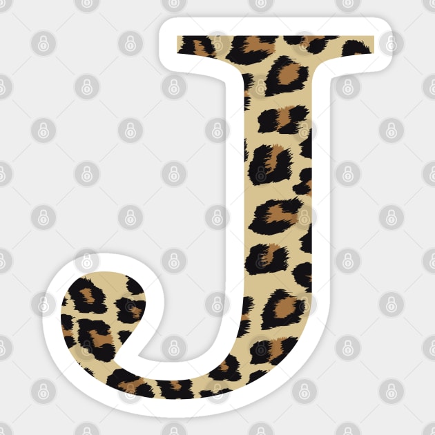 Letter J Leopard Cheetah Monogram Initial Sticker by squeakyricardo